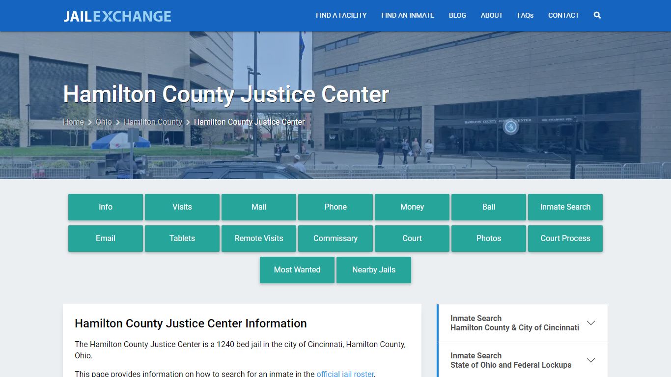 Hamilton County Justice Center, OH Inmate Search, Information